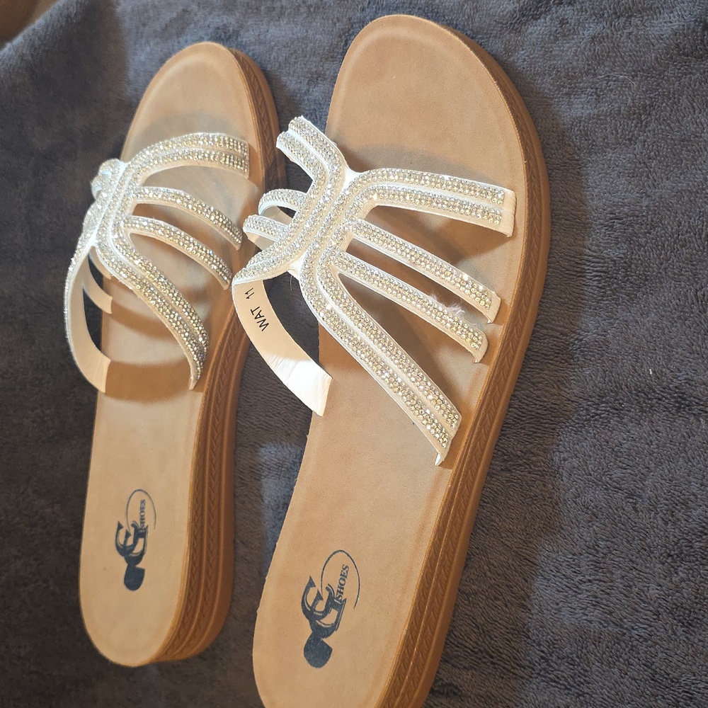 DC White Rhinestone Sandals